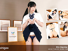 Rin Nanba comes back in a cute uniform to show off her sweet hairy pussy - Tenshigao
